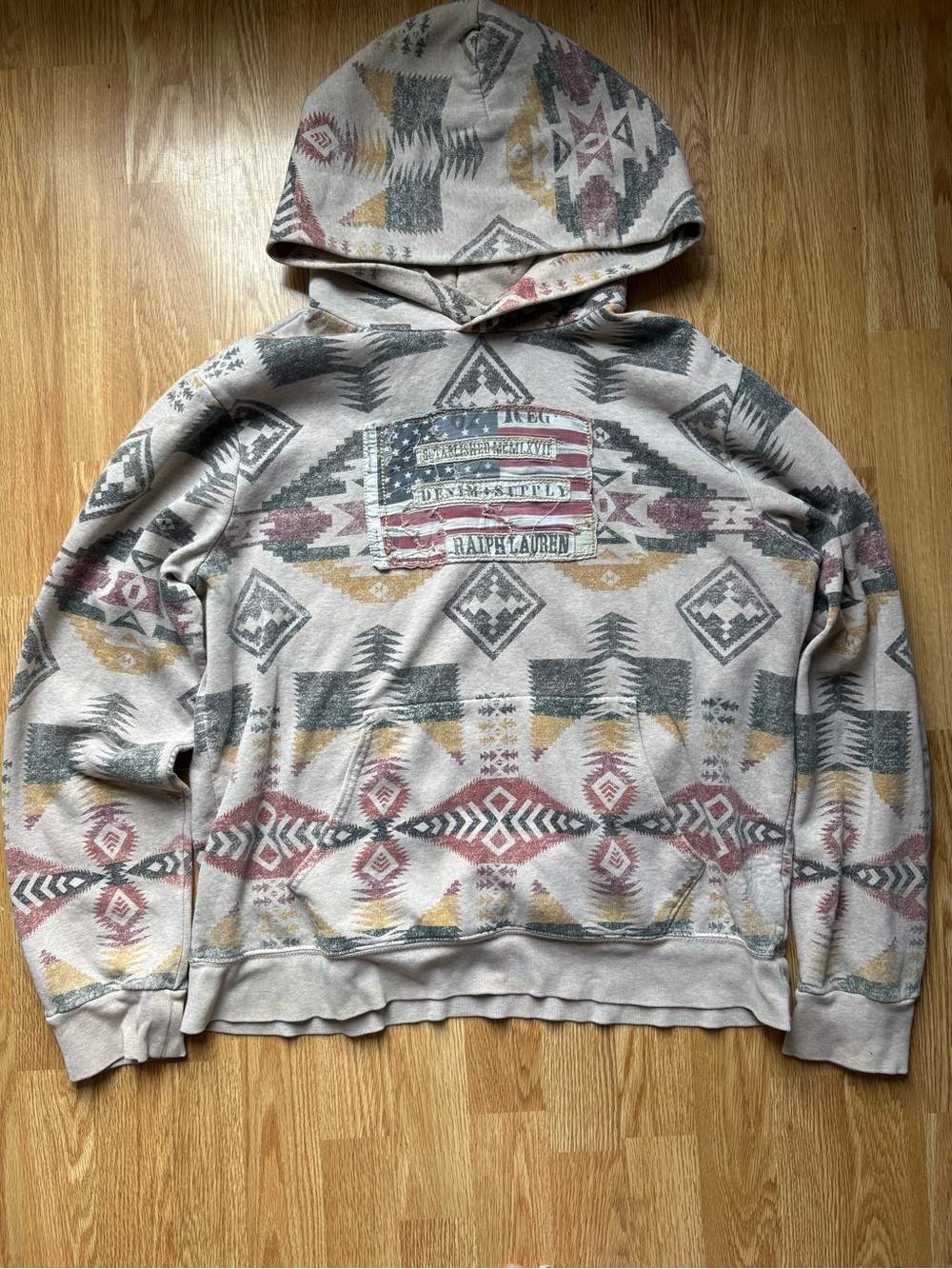 Denim & Supply ralph lauren American flag hoodie distressed XL AZTEC